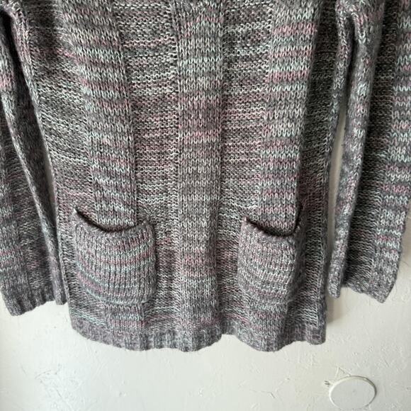 Ultra Flirt Sweater Y2k XL Gray Pink Marled Knit Pullover Pockets Cozy Soft Fall - Picture 3 of 7